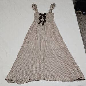 Women's Dress with Brown Checkered Pattern